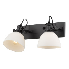 Golden 3118-BA2 BLK-OP - Yep by Golden Lighting Hines 2-light Vanity in Matte Black and Opal Glass